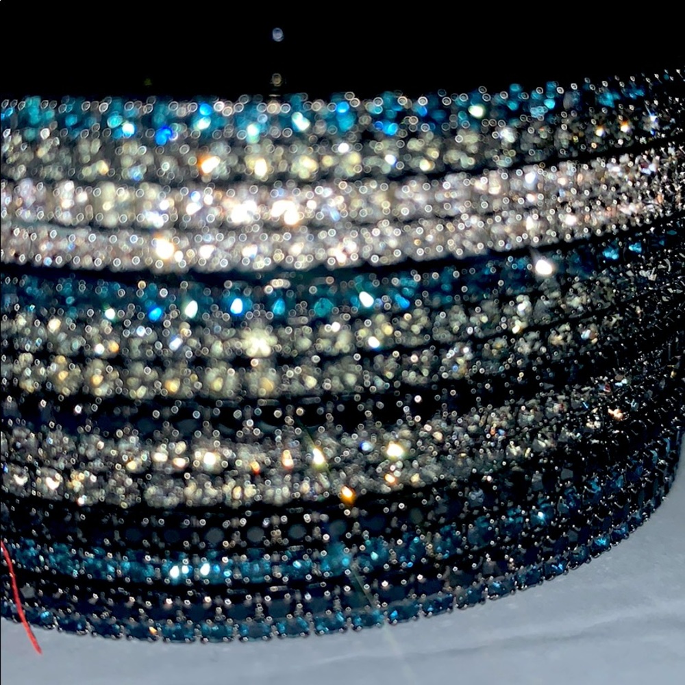 Crystal Bangle Set (14) Blue, Black, Silver, White